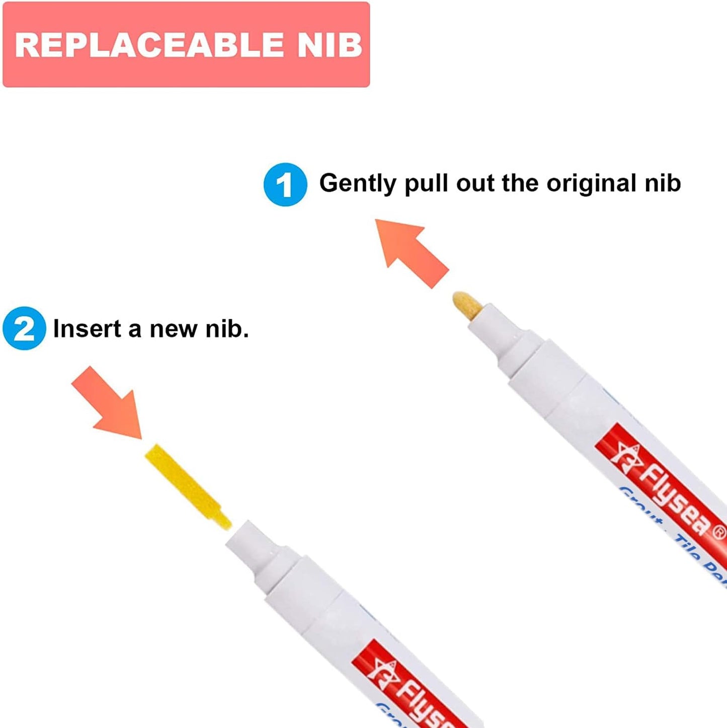 Grout Pen 12 Pack Water Based Tile Marker Repair Pens Professional for Bathroom, Kitchen, Parlor, Bedroom, Balcony Wall and Floor Color Restore (White)