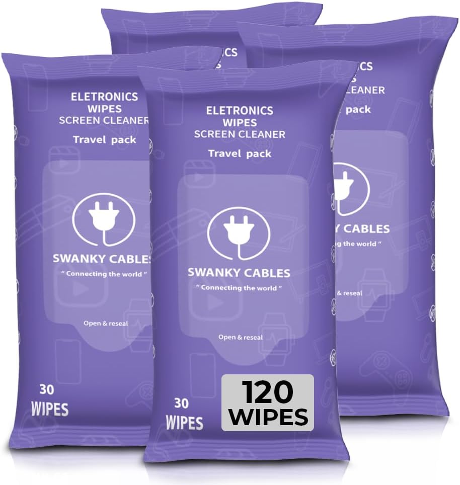 Screen Cleaner Wipes: Electronic Wipes for Screens - Computer Screen Wipes for Lens, Phone, Tv Screen and Monitor Cleaning - Tech Wipes & Microfiber Cloth (Soft Wipes, 120 Count)