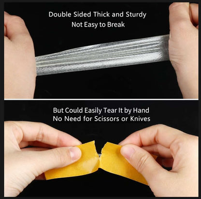 Double Sided Tape Heavy Duty,1in x 33FT(10m), Universal High Tack, Strong Wall Adhesive with Fiberglass Mesh, Super Sticky Resistente Clear Tape, Easy Use Transparent Tape School Supplies