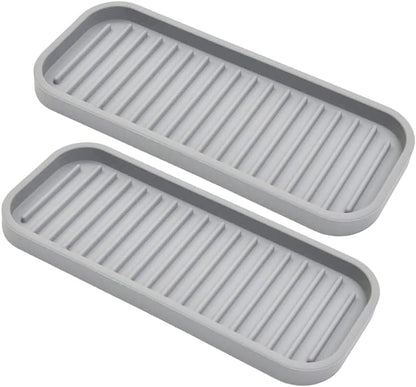 Silicone Sponge Holder 2 Pack, Dish Soap Holder for Kitchen Counter, Waterproof Sponge Soap Tray for Kitchen Sink Bathroom, Multipurpose Sink Caddy Organizer for Soap Dispenser Light Grey