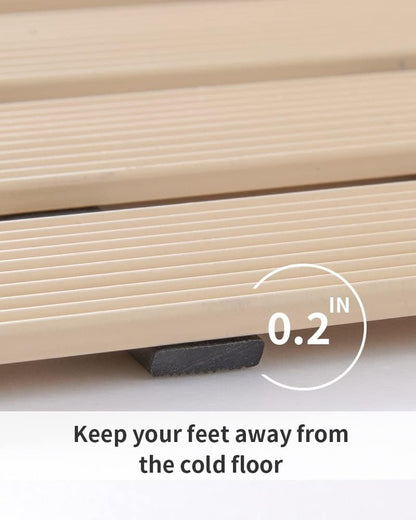 PADOOR Shower-Mat Non Slip, Heavy Duty Bathtub-Mat Curlable Quick Drain Sturdy Bath Tub Mat Without Suction Cups for Indoor Outdoor Use 17x26 Inch Beige