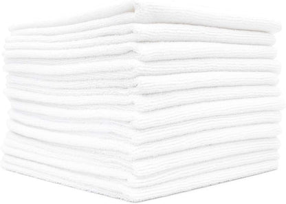 The Rag Company - All-Purpose Microfiber Terry Cleaning Towels - Commercial Grade, Highly Absorbent, Lint-Free, Streak-Free, Kitchens, Bathrooms, Offices, 300gsm, 12in x 12in, White (12-Pack)