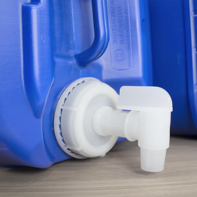 5-Gallon Stackable Water Storage Containers, Water Treatment,5 Gallons Each w/Lids + Spigot, Easy Fill, Survial Supply Emergency Water Storage for Disaster Preparedness, 10 Gallon (2 Tanks)