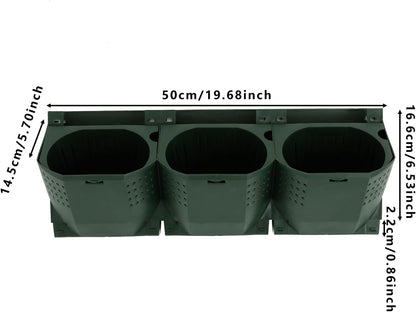 12Pieces 3-Pot Wall Planter Vertical Garden Plant Walls Wall Mounted Vertical Planter with Water-Storage Layer Stackable Wall-Mounted Flower Pot for Gardens, Balconies 180.78lbs Total Capacity (Green)