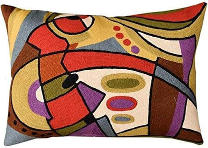 Lumbar Kandinsky Contemporary Throw Pillows - Musical | Modern Pillow Cases | Abstract Pillows | Modern Accent Pillow | Abstract Chair Cushions | Handmade Cushion | Wool Size 14x20