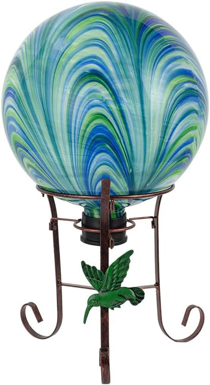 10" Diameter Gazing Ball with 8.5" Metal Stand Indoor Outdoor Glass Globe Sphere Festive Decor Yard Ornament Gazing Balls for Garden,Home,Lawn,Patio,Porch,Birthday Gift for Women(Green)