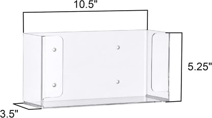 Amazing Abby Acrylic Glove Box Holder, Wall-Mounted Glove Dispenser, Floating Glove Box Organizer, Small Size (for 1 Box), 10.5" W x 5.0" H x 3.5" D (Mounting Hardware Included)