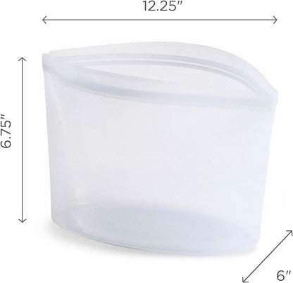 Stasher Premium Silicone Reusable Food Storage Bowl, 8-Cup, Clear, Microwave, Sous Vide, Dishwasher, Oven and Freezer Safe, Travel Container, BPA Free, Leak-free, Eco-friendly