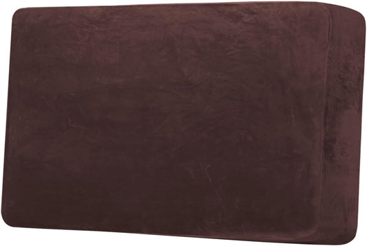 H.VERSAILTEX Velvet Stretch Individual Couch Cushion Cover Plush Slipcover for Loveseat Sofa Furniture Protector Seat Cover (1 Piece Loveseat Cushion Cover, Brown)