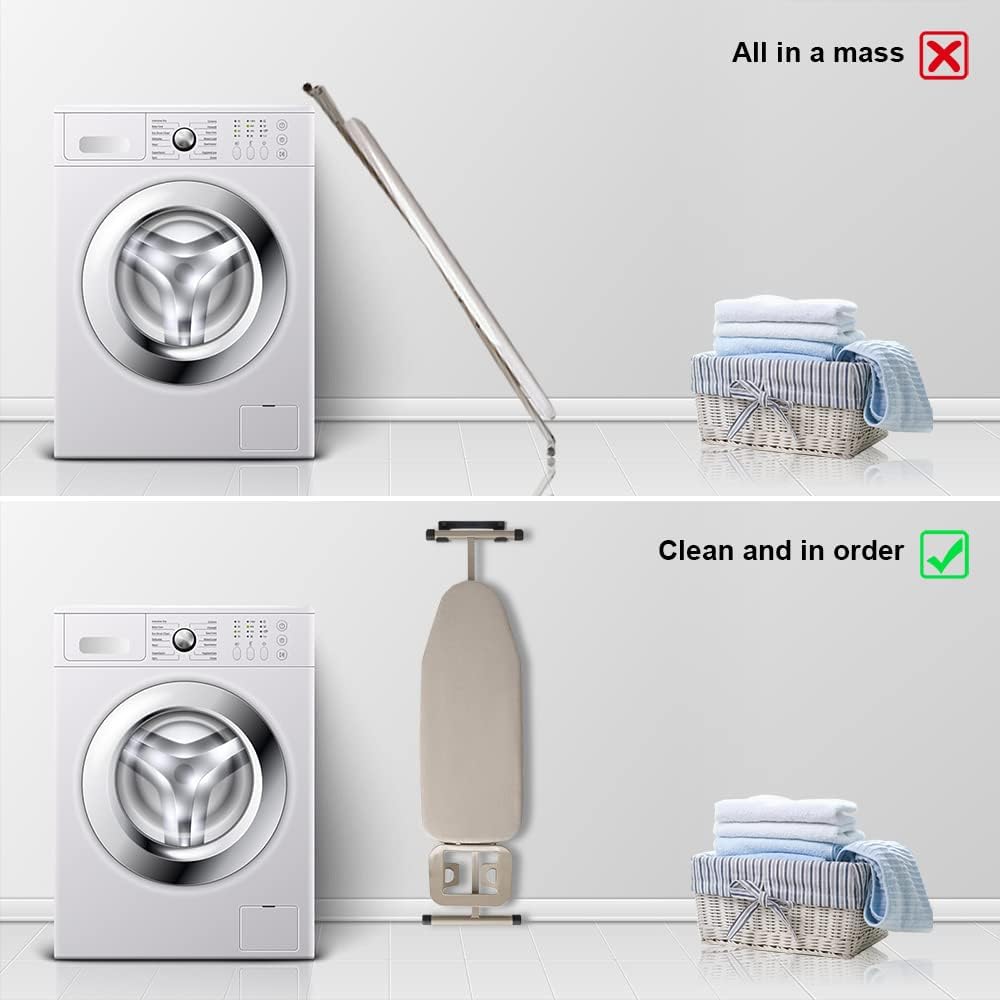 Ironing Board Hanger Wall Mount Ironing Board Holder Organizer Wall Rack for Laundry Rooms Storage Rack Hanging Shelf Hanger (Black with EVA pad)