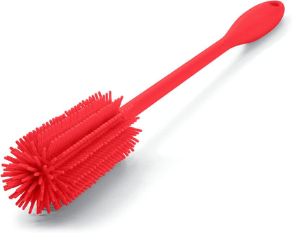 Silicone Bottle Brush, Water Bottle Cleaner Brush with Long Handle, Perfect for Cleaning Narrow Neck Containers, Vacuum Sports Bottle, Tumblers, Flask, Glassware (1 Pack, Red)