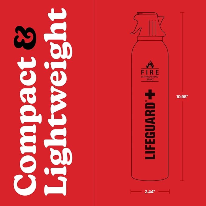 LIFEGUARD Aerosol Fire Extinguisher Spray - Non-Toxic, Eco-Friendly Fire Suppressant for Home, Kitchen, Car & Office, Compact, Easy-to-Use Design with 10-Year Shelf Life (Pack of 2)