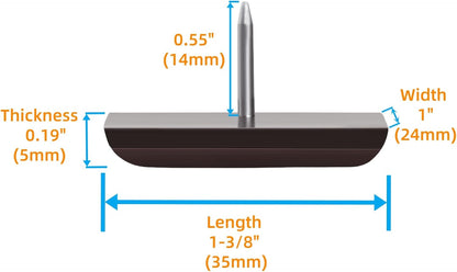 Furniture Sliders-Furnigear (Teflon) Nail in Chair Glides for Carpet and Hardwood Floor - Move Your Furniture Easily & Safely - Best Floor Protector (1x1-3/8 Nail, Brown-24 Pack)