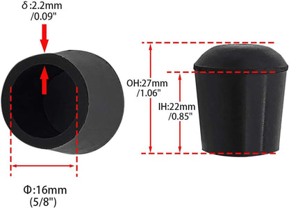 Flyshop Furniture Table Covers Non-Slip Durable Rubber Leg Tips Chair Leg Caps Floor Protector Round Black 4PCS Size 16mm, 5/8"