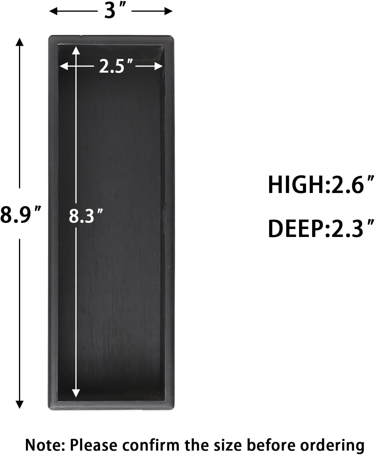 Bamboo Drawer Organizer - Kitchen Utensil Organizer Silverware Tray Cutlery Holder，Office Desk Supplies and Accessories,8.9 * 3 * 2.6inch,Black