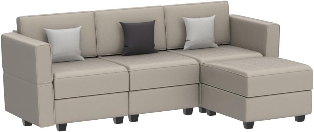 Belffin Convertible Sectional Sofa with Chaise Velvet L Shaped Sofa Couch Modular Sectional Sofa with Storage Grey