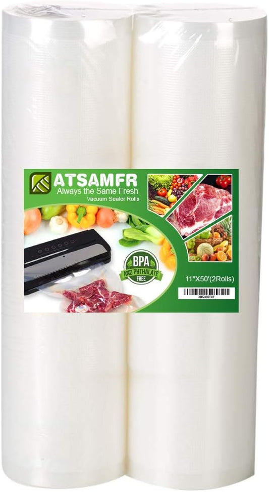 11x50 Rolls 2 Pack Vacuum Sealer Bags Rolls with BPA Free,Heavy Duty,Great for Vac Storage or Sous Vide Cooking
