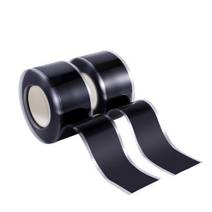 Self Fusing Silicone Tape 2 Rolls 1 in x 10' Black Waterproof Rescue Tape Rubber Leak Silicone Self-amalgamating Tape for Plumbing, Sealing Pipes, Hose Repair, Outdoor Coax and Tool Fixation