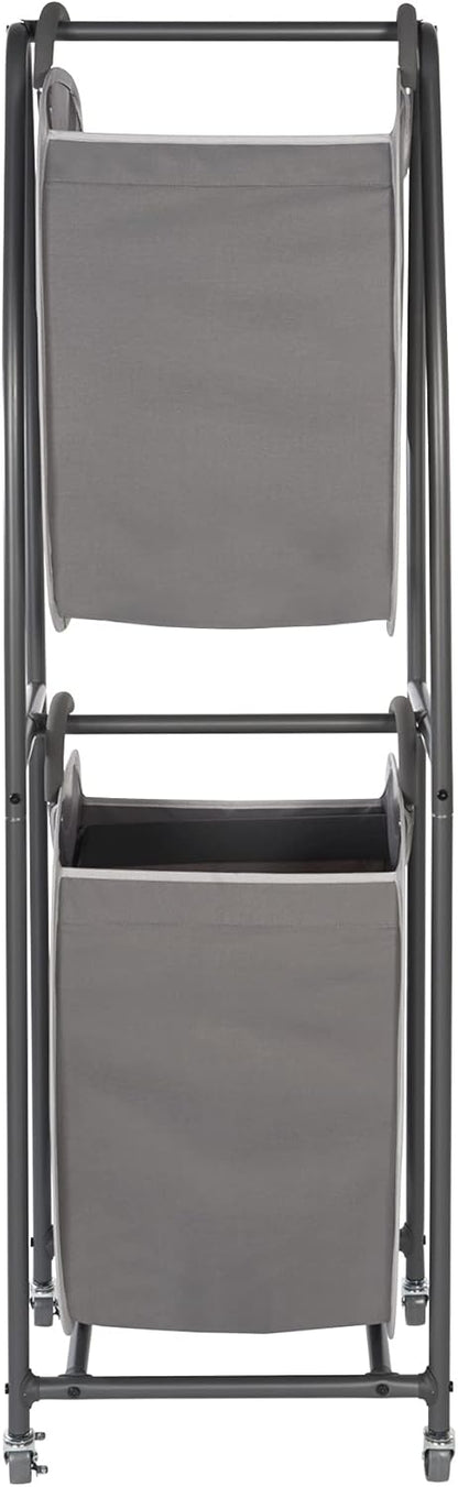 Neatfreak - 2 Tier Laundry Sorter - Laundry Hamper With Wheels & 2 x Laundry Basket Tote Bags For Dirty Clothes, Towels, Blankets, Bathroom Storage & Laundry Room Organization