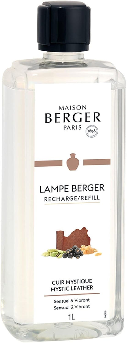 MAISON BERGER - Mystic Leather - Lampe Berger Fragrance Refill for Home Fragrance Oil Diffuser - Air Freshener - 33.8 Fluid Ounces - 1 Liter