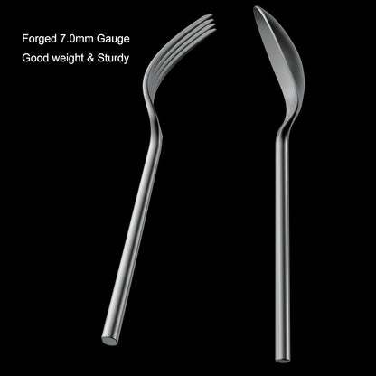 Alata Potter 20-Piece Forged Silverware Set, Service for 4 – Premium Stainless Steel Flatware Set, Modern Design with Satin Finish, Ideal for Home, Kitchen, Party, Camping