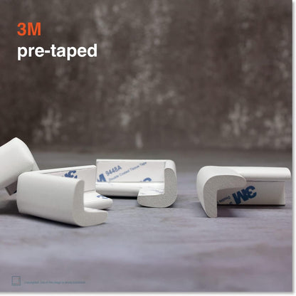 Roving Cove Slim-Fit Corner Protector for Baby Proofing (8 Small Corners), Soft Rubber Foam Furniture Corner Bumper Guards, 3M Adhesive Pre-Taped, Oyster White (Off White)