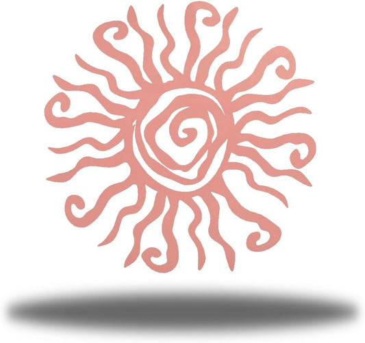 Riverside Designs Wacky Sun Metal Wall Art Indoor/Outdoor Decor - 12" Pink Rust Proof Wall Sculpture - Made in USA - Ideal for Bedroom, Garden, Home, Patio and Farmhouse