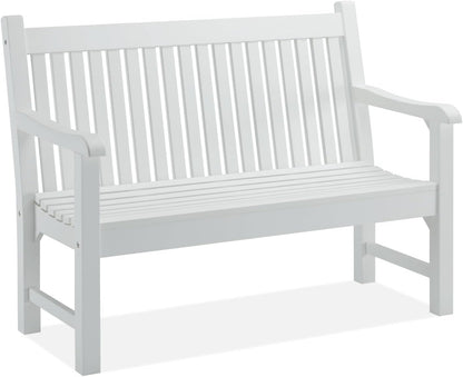 Psilvam 2-Person Poly Lumber Outdoor Bench with 700 Lbs Weight Capacity – Weatherproof Garden Seating for, Balcony Porch & Park, All-Weather Fade-Resistant Patio Furniture (White)