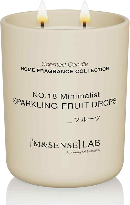 M&SENSE Natural Soy Candle| Sparkling Fruit Drops | 16.6 oz, 95H Burn | Minimalist Scented Candle for Relaxation, Gifting, Home Décor | for Bedroom, Office, Party Large
