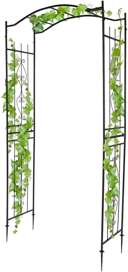 VINGLI Garden Arbor, Arch for Wedding Ceremony Party, Christmas Garden Decor Steel Garden Trellis for Plant Climbing, Pergola for Garden, Backyard, Lawn (Bridge Top)