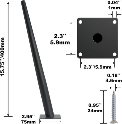 4PCS 16 Inch Matte Black Tapered Angled Legs for Furniture, Metal Mid Century Mordern Feet, Heavy Duty Slanted Stand Legs Kit for Couch, Coffee Table, Desk, Dresser, Sofa, Chair