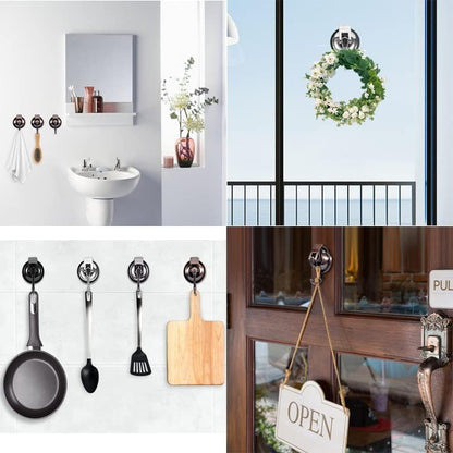 Suction Cup Hooks for Shower, Bathroom, Kitchen, Glass Door, Mirror, Tile – Loofah, Towel, Coat, Bath Robe Hook Holder for Hanging – Waterproof Wreath Hanger (Red Bronze 4Pack)