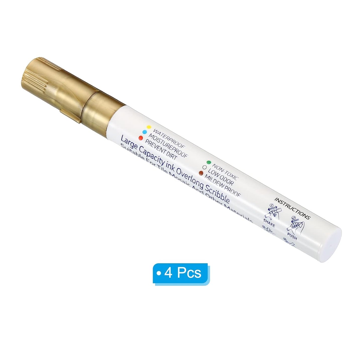 PATIKIL Grout Pen, 4 Pack Golden Tile Marker Waterproof Grout Sealer Pen Tile Repair Pens Paint Pens for Wall Floor Bathroom Kitchen Refresh