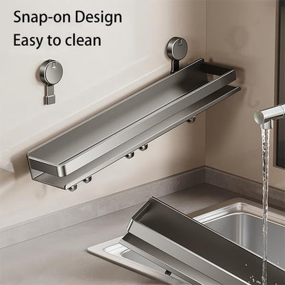 Spice Rack Wall Mounted 2 Pack,Suction Cups Spice Organizer for Cabinet,Large Capacity Metal Spice Shelf for Kitchen Cabinet, Pantry Doors, Bathroom, Shower, Home Decor (15.7 inch)