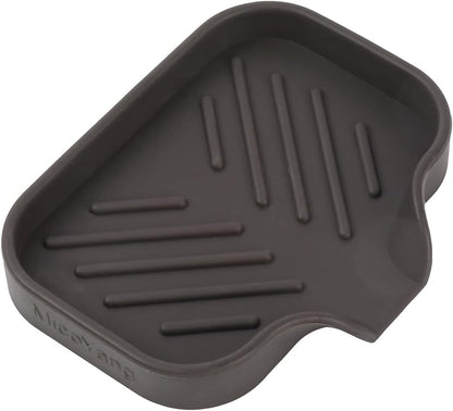 Silicone Bathroom Soap Dishes with Drain Spout-Bathroom and Kitchen Sink Organizer,Sponge Holder,Dish Soap Tray,Perfect for Dispenser,Scrubber,Bottle,Cup on Sink or Counter-Coffee 4.9"×3.2"