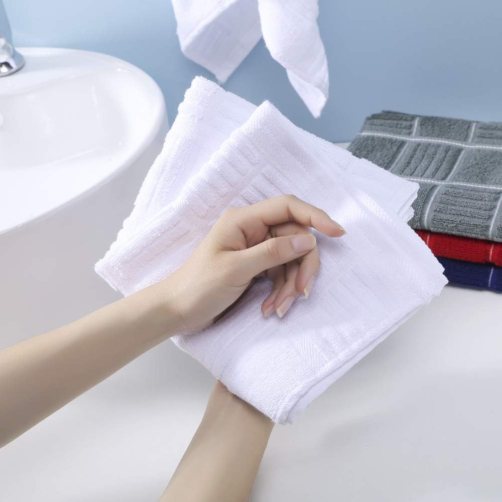 Anyi 100% Cotton Kitchen Towels, Absorbent Dish Towels with Hanging Loop, Soft Kitchen Hand Towels for Washing Drying Dishes(16x26, Set of 3, Redwhite)