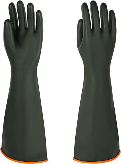 Heavy Latex Chemical Resistant Gloves - Reusable Long Rubber Dishwashing Gloves with Forearm Protection for Men - Waterproof, Industrial Safety Gear, Acid & Alkali Resistant, Oil-Proof，22“XL,1 Pair