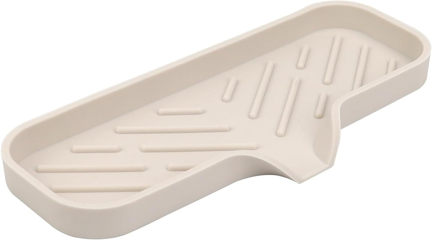 YASMEN Silicone Bathroom Soap Dishes, Sink Sponge Holder for Kitchen, Rubber Soap Dish with Drain, Shower Soap Sponge Tray, Sink or Counter Organizer, for Bar Soap, Bottle, Dish Soap Dispenser-Tapioca