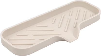 YASMEN Silicone Bathroom Soap Dishes, Sink Sponge Holder for Kitchen, Rubber Soap Dish with Drain, Shower Soap Sponge Tray, Sink or Counter Organizer, for Bar Soap, Bottle, Dish Soap Dispenser-Tapioca