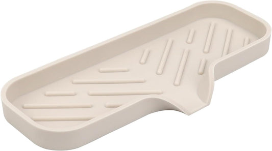 YASMEN Silicone Bathroom Soap Dishes, Sink Sponge Holder for Kitchen, Rubber Soap Dish with Drain, Shower Soap Sponge Tray, Sink or Counter Organizer, for Bar Soap, Bottle, Dish Soap Dispenser-Tapioca