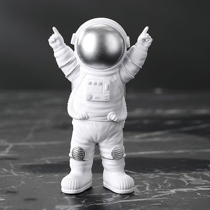 4 Pcs Silver White Astronaut Statues Set, Spaceman Sculpture Figurines Home Ornament Cake Toppers Gift