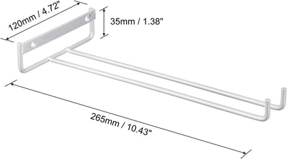 uxcell 5Pcs Wine Glass Rack, 10.43 Inch Iron Wine Glasses Rack Under Cabinet Stemware Rack - Wall Mountable Wine Glass Holder Storage Hanger for Bars Coffee Restaurants Kitchens, Silver