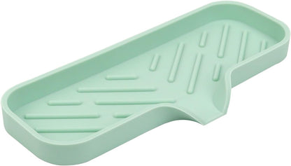YASMEN Silicone Bathroom Soap Dishes, Sink Sponge Holder for Kitchen, Rubber Soap Dish with Drain, Shower Soap Sponge Tray, Sink or Counter Organizer, for Bar Soap, Bottle, Dish Soap Dispenser- Green