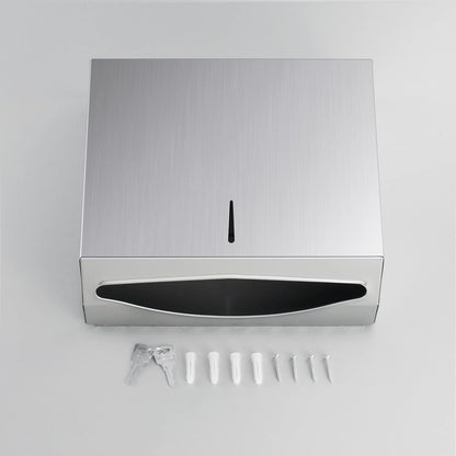 Paper Towel Dispenser Wall Mount - Multifold Trifold Paper Towel Dispensers, Large Capacity Stainless Steel Tissue Holder, Suitable for Bathrooms and Public Places