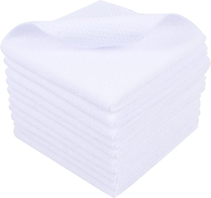 SINLAND Wholesale Microfiber Dish Cloth Best Kitchen Cloths Cleaning Cloths with Poly Scour Side 12Inchx12Inch 10 Pack White