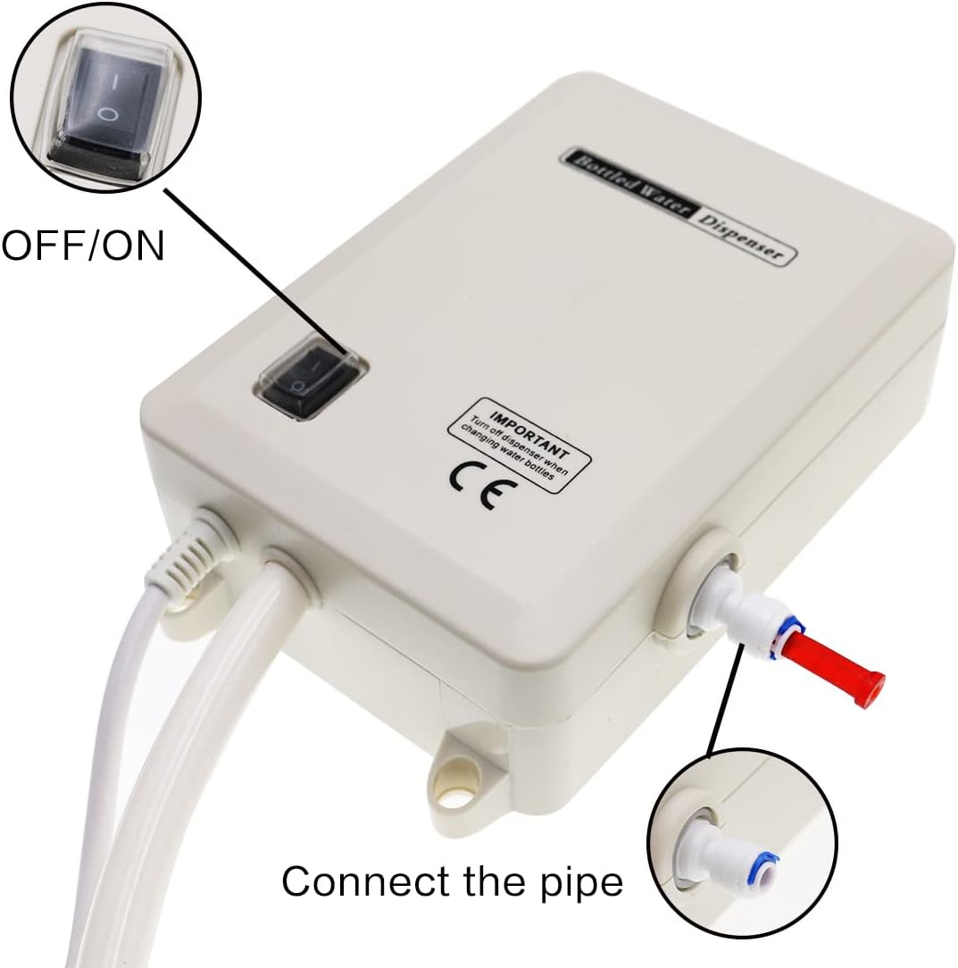 Bottle Water Dispenser Pump System, 20ft 110V AC US Plug High Flow Bottled Water Dispensering with Dual Inlet for Home Kitchen Coffee Tea Machines Water Dispenser Ice-Maker Refrigerator