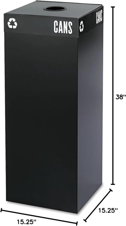Safco Hallmark 2983BL Public Square Recycling Receptacle Base, 37-Gallon (Top Sold Separately), Black