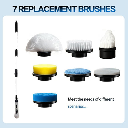 Cordless Electric Spin Scrubber, IPX7 Waterproof Power Scrubber with 9 Replaceable Brush Heads, Rechargeable Bathroom Cleaning Brush for Tile, Grout, Shower, Corners, Crevices