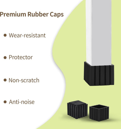 Flyshop Anti-Skid Non-Marking Synthetic Rubber Patio Chair Table Leg Caps Square Furniture Covers 20pcs, Black, 22 mm x 22 mm, 7/8" x 7/8"