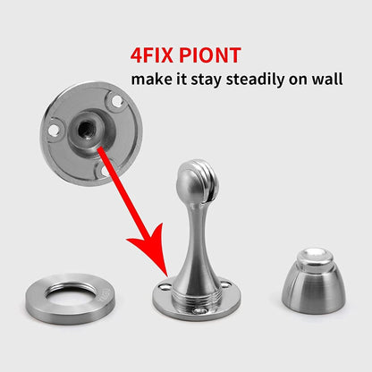 YAGU 1 Pack Silver Magnetic Door Stoppers Catch, Zinc Alloy Brushed Nickel Door Stops Holder Wall Floor Mounted, Magnet Metal Soft-Catch
